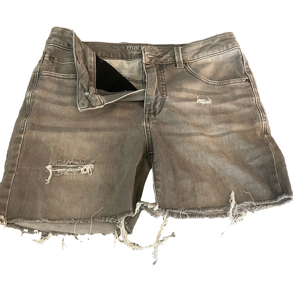 Maurices Gray Distressed Jean Shorts